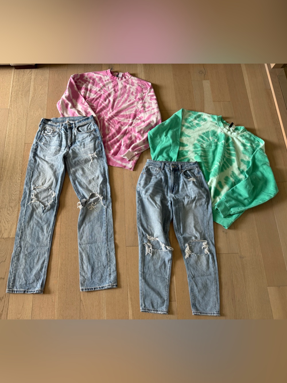American eagle jeans & oversized sweatshirt sets